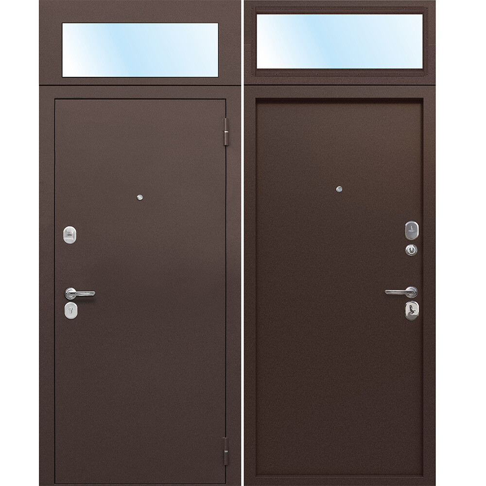 Дверь входная Ferroni Гарда правая антик медь - антик медь с фрамугой 860х2500 мм